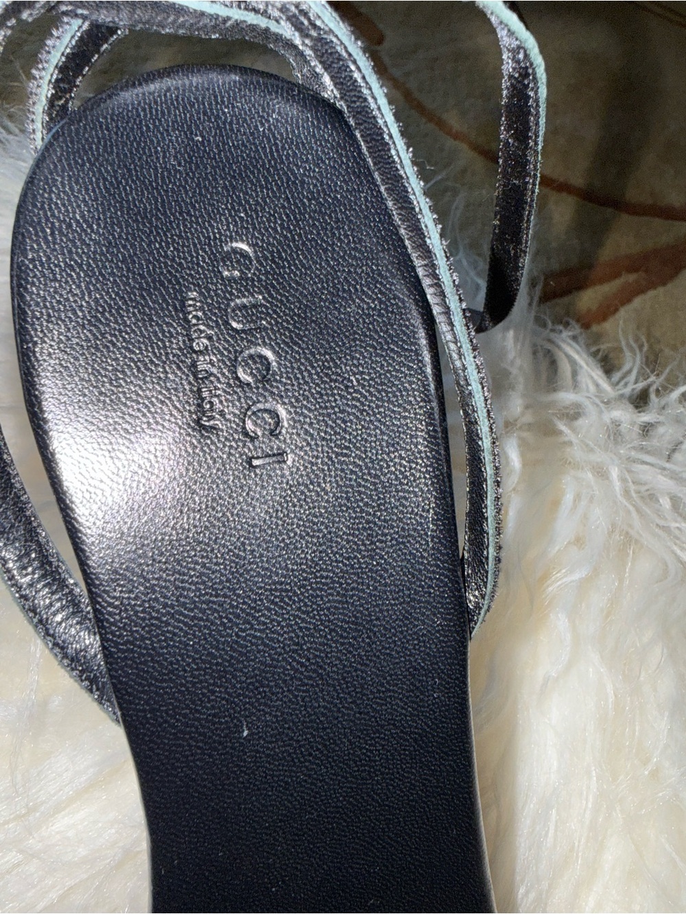 Authentic Gucci Black Lace-Up Heeled Sandals with Gold Logo - Picture 9 of 9